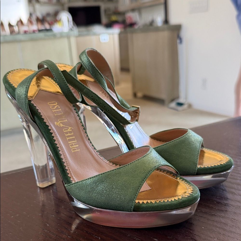 Palter Deliso Green lucite retro pinup Heels 37